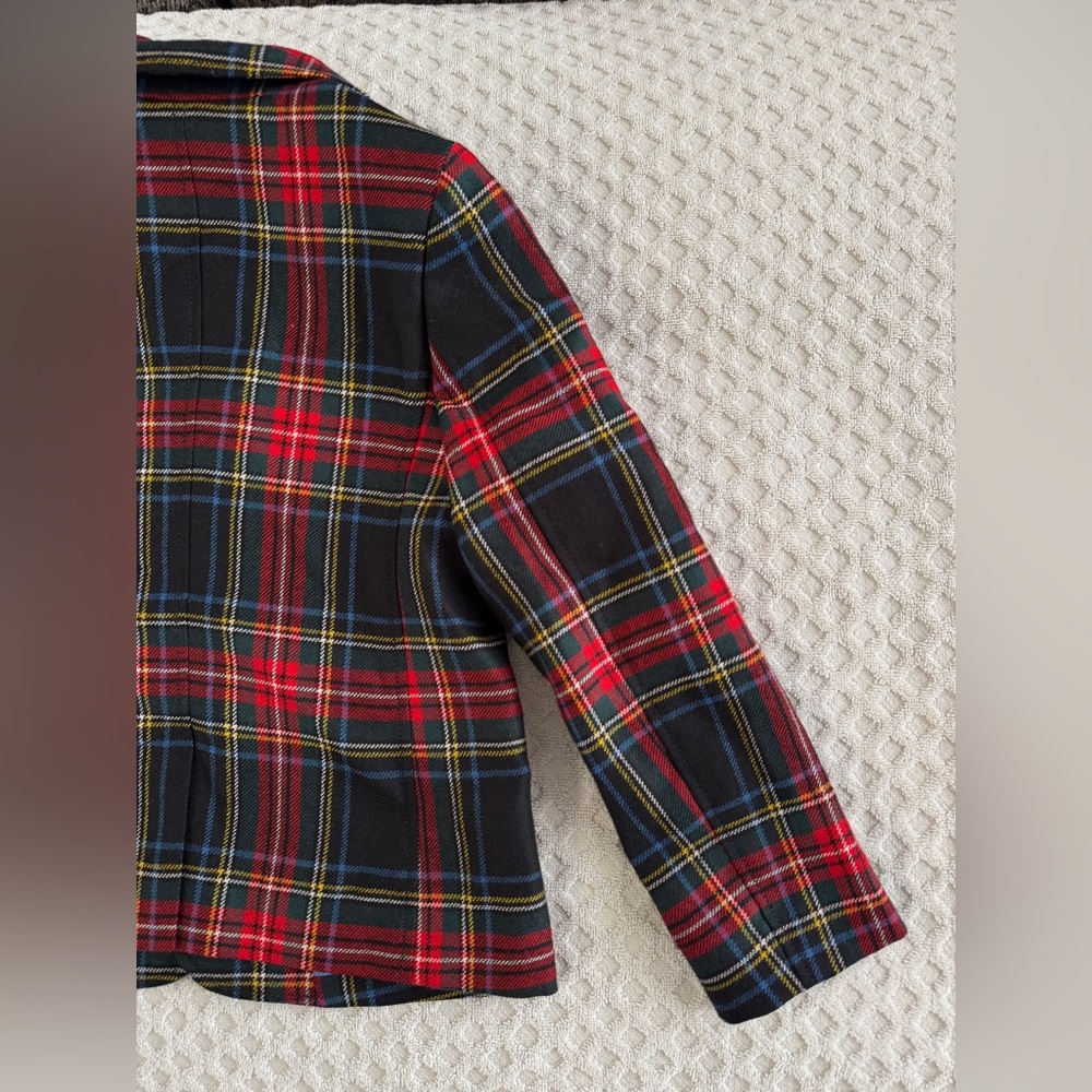 GUCCI Kids Elementary Tartan Blazer Jacket Size 6 Red Black Green Yellow Plaid - Picture 8 of 15